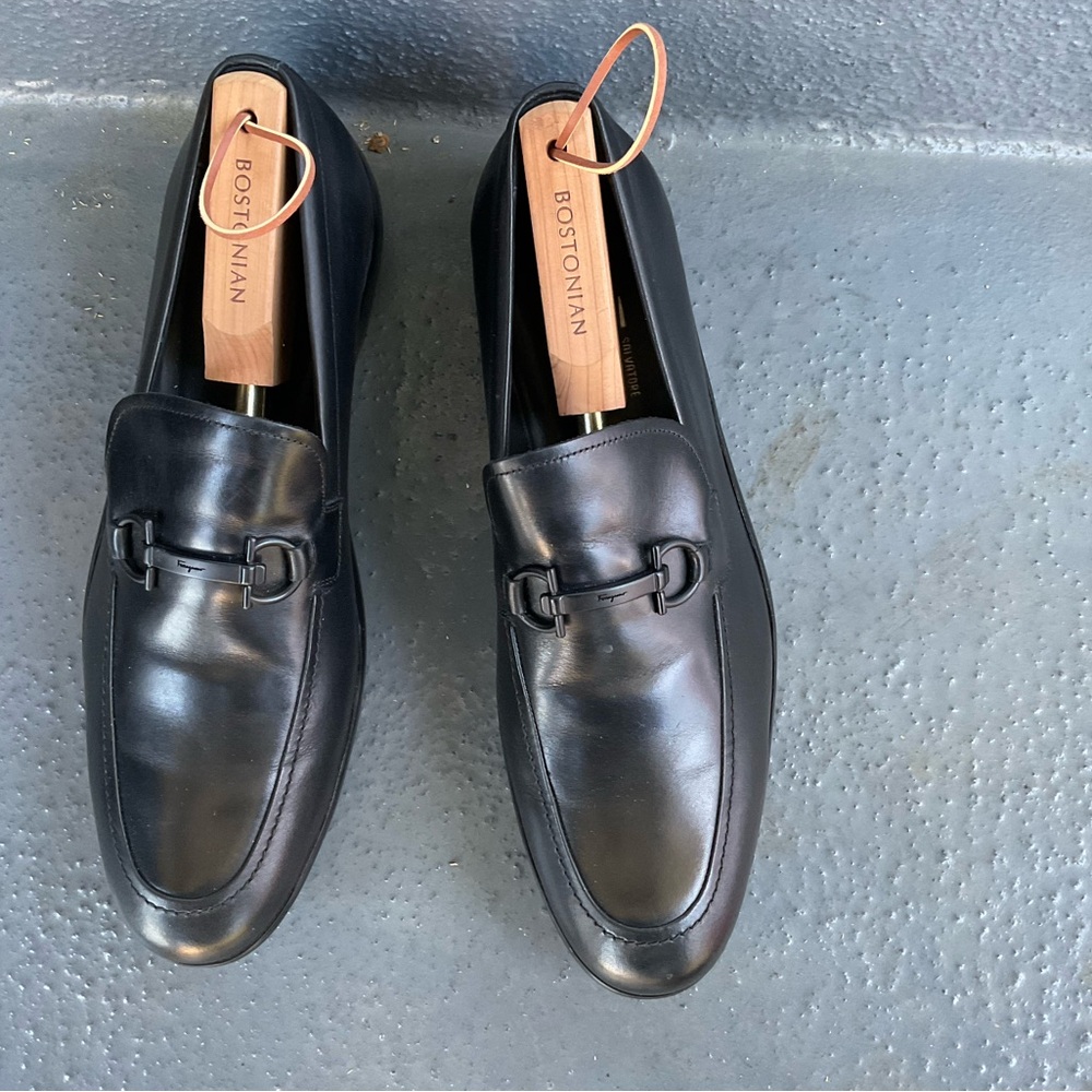 Salvatore Ferragamo Leather Loafers- Black size 12